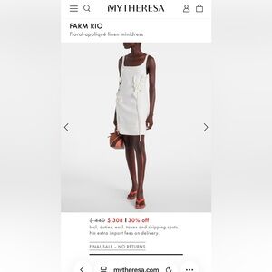 FARM RIO Cream Floral-Appliqué Linen Minidress